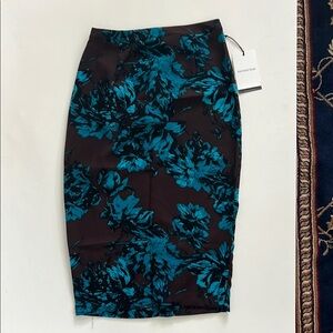 Who What Wear Teal and Brown Knee-Length Pencil Skirt size 8